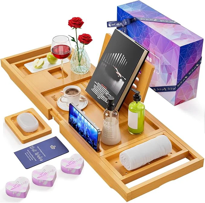 Modern Yirilan Lux Expandable Bathtub Tray Caddy High-End