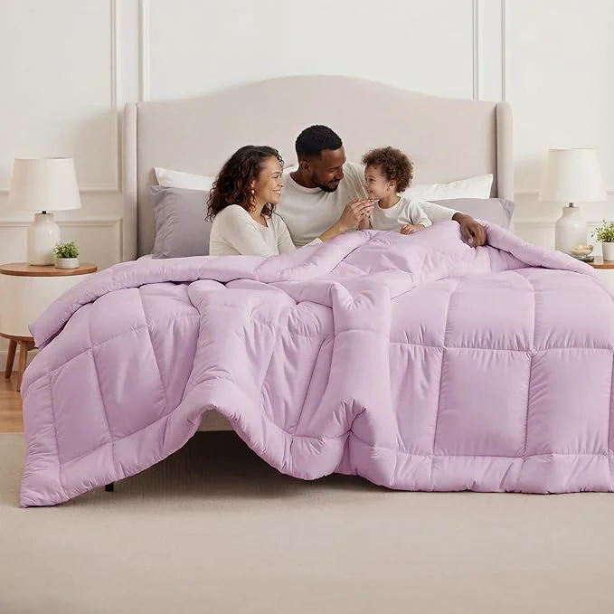 Unique Bedsure Comforter Duvet Insert - Quilted Comforters Oversized King Size All Season Duvet GentleSoft Down Bedding with 8 Tabs Gifts for Women Light Purple Oversized King 116x98 Inche Secure