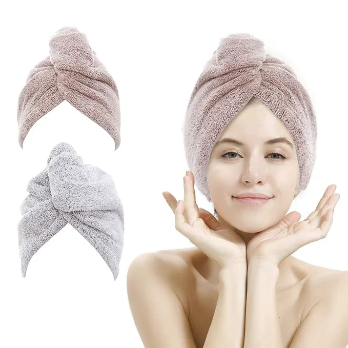 Environmentally Friendly M-l 2 Pack Hair Towel Wrap Rapid Carbon Fiber Hair Drying Towel Luxury
