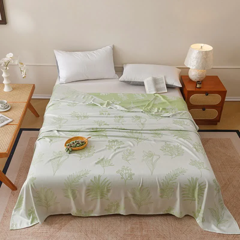 Consistent Ownkoti Multicolor Botanical Sketch Bamboo Fiber Quilt Functional