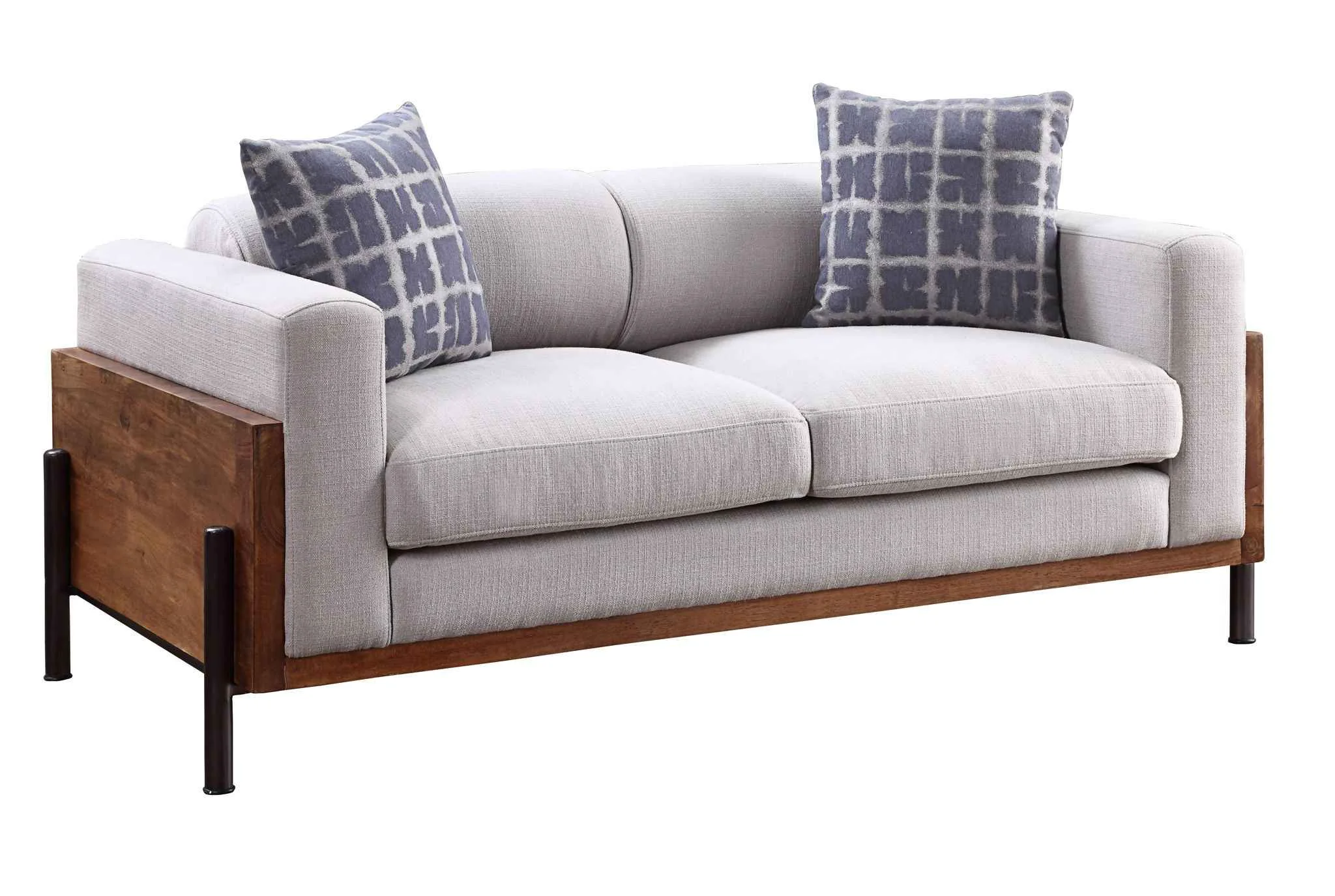 Eco-Friendly Pelton - Loveseat With 2 Pillows - Fabric amp Walnut Reusable