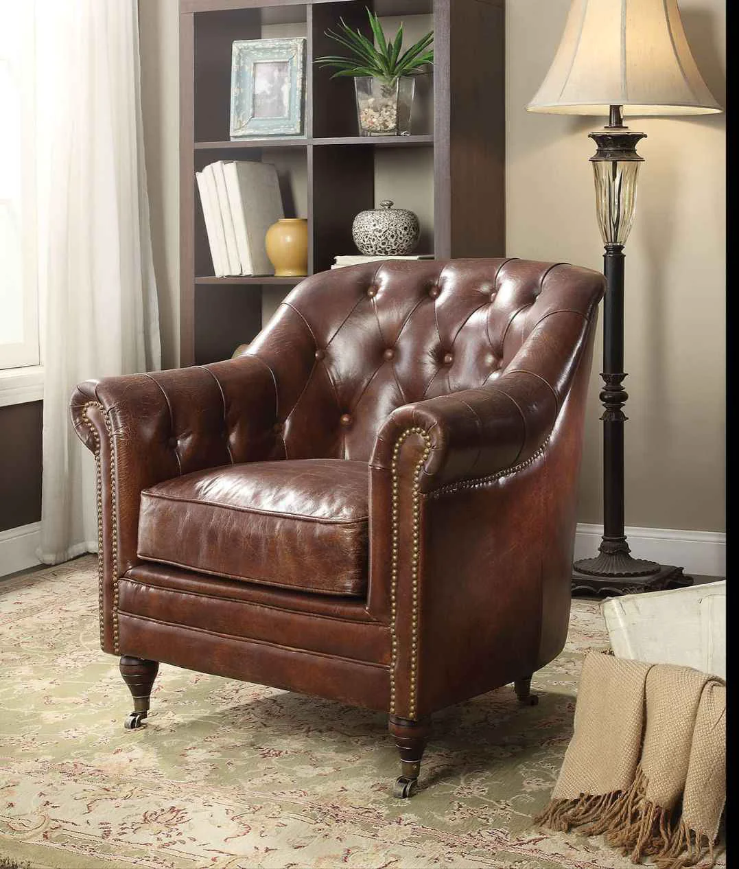 Crafted Aberdeen - Accent Chair - Vintage Dark Brown Top Grain Leather Soft