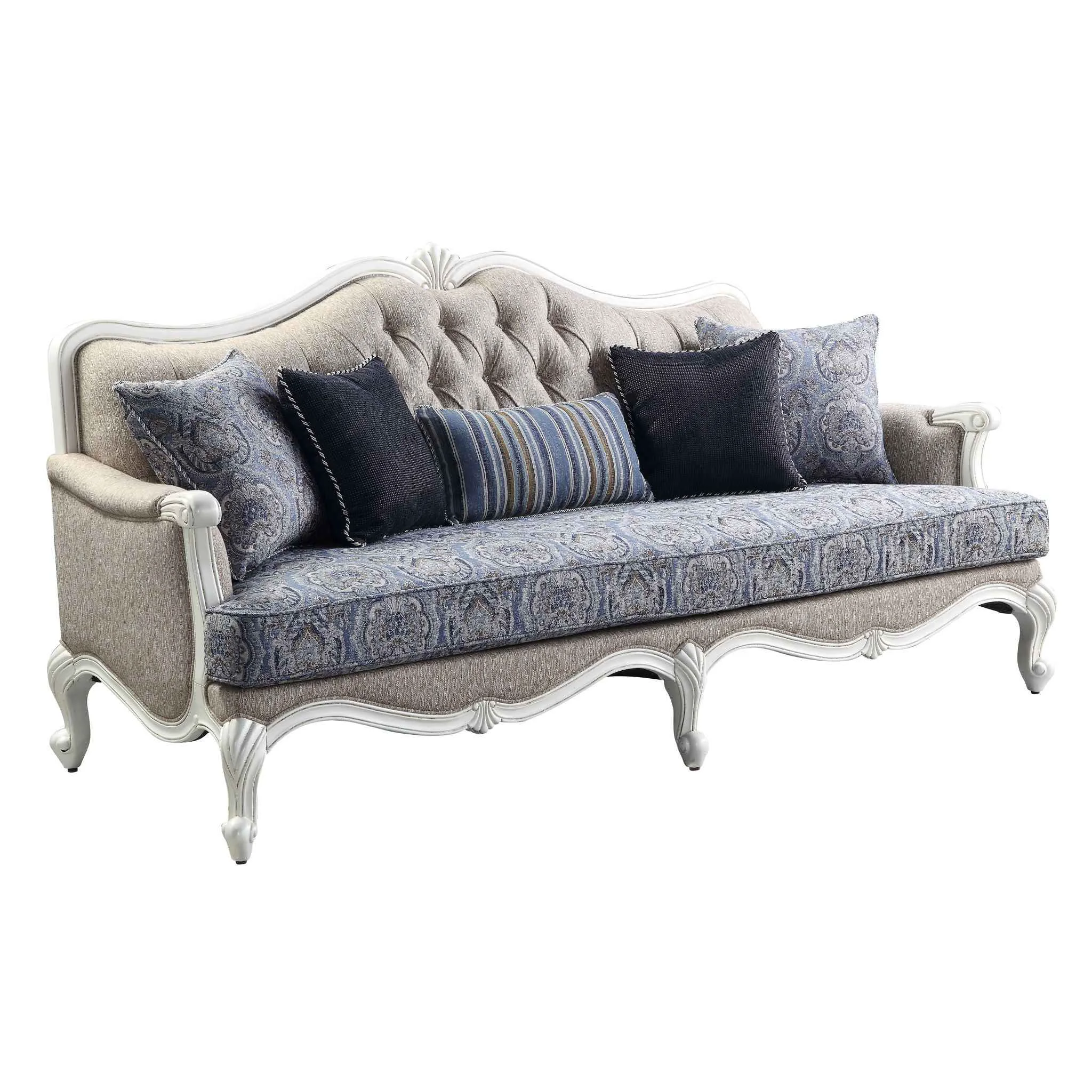 Trusted Ciddrenar - Sofa With 5 Pillows - Fabric amp White Expertly Made