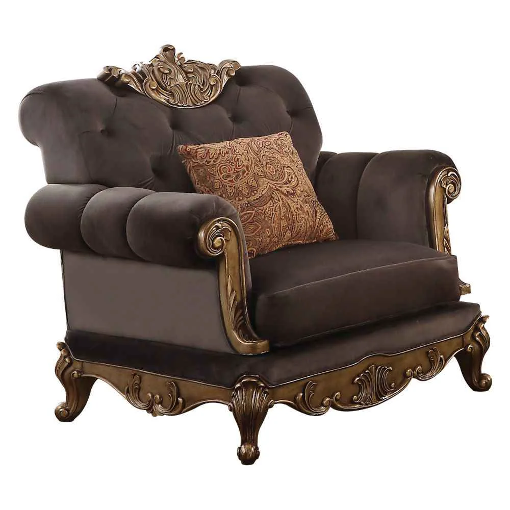 Artisan Orianne - Chair - Charcoal Fabric amp Antique Gold World-Class
