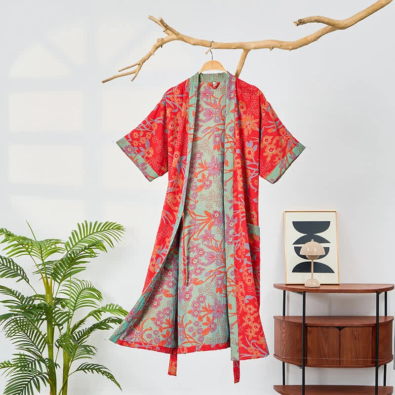 Carefully Designed Ownkoti Bohemian Floral Muslin Gauze Kimono Robe Functional