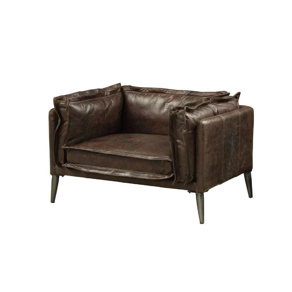 Effective Porchester - Chair - Distress Chocolate Top Grain Leather Clean
