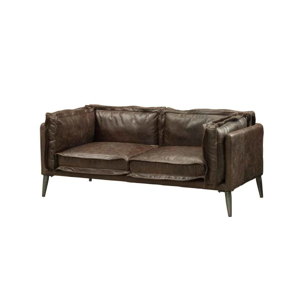 Environmentally Friendly Porchester - Loveseat - Distress Chocolate Top Grain Leather Genuine