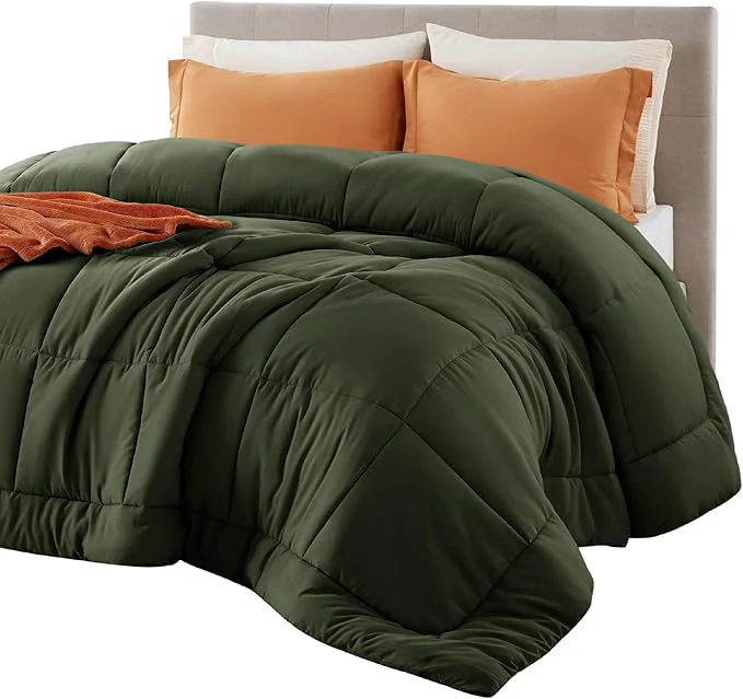 Stylish Bedsure Comforter Duvet Insert - Quilted Comforters Queen Size All Season Duvet Down Bedding with 8 Tabs Gifts for Women Men Olive Green Queen 88 x 88 Inches Exclusive