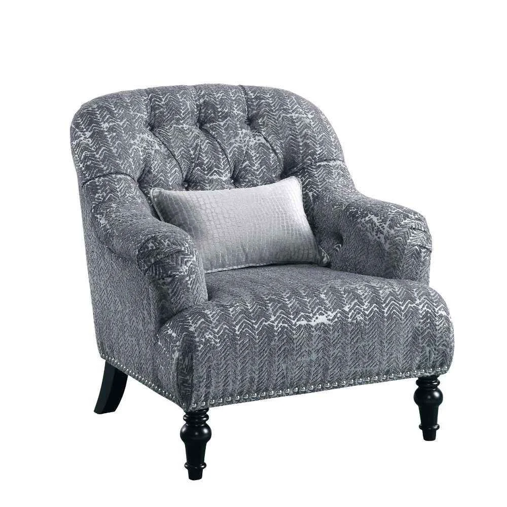Sophisticated Gaura - Chair With Pillow - Dark Gray Velvet Luxury