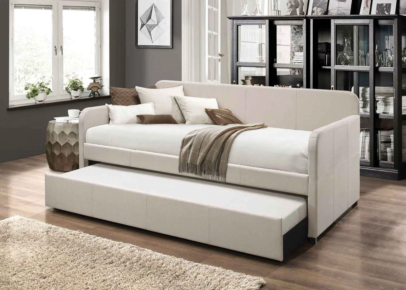 Easy-to-Use Jagger - Twin Daybed With Trundle - Fog Fabric Traditional
