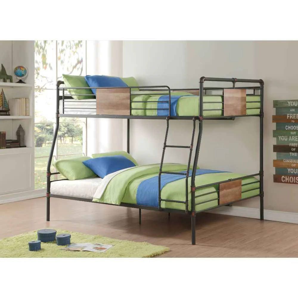 Stylish Brantley - Full Long Queen Bunk Bed - Sandy Black amp Dark Bronze Hand-Brushed Fashionable