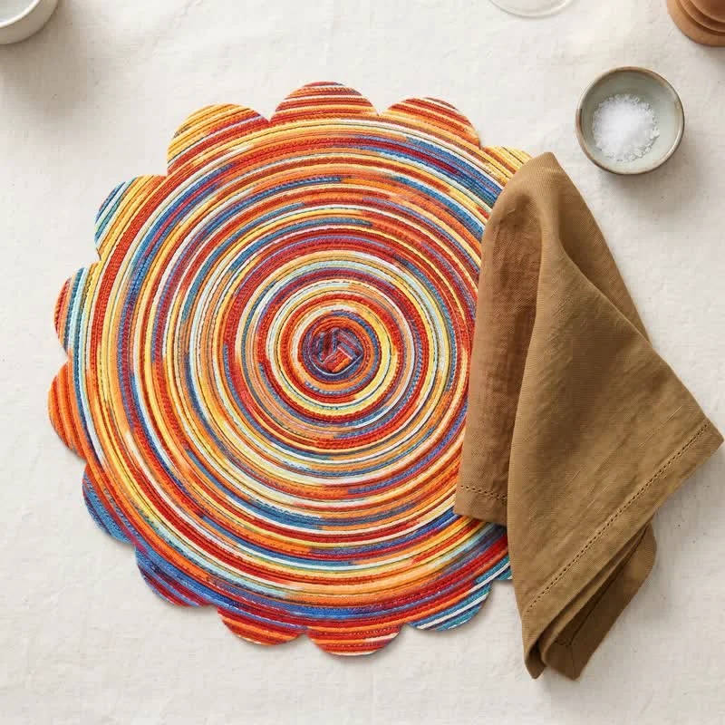 Trusted Ownkoti Nordic Retro Rainbow Woven Linen Placemats Environmentally Friendly