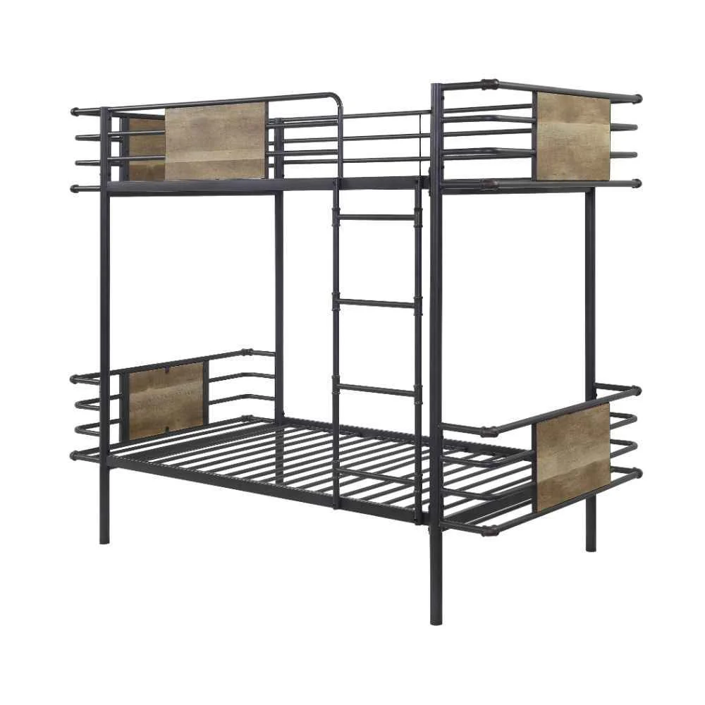 User-Friendly Deliz - Twin Over Twin Bunk Bed - Gunmetal Excellent