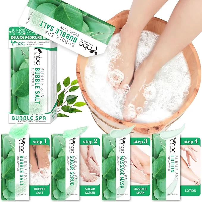 Contemporary Pedicure Kit Foot Soak Set Bubble Salt Sugar Scrub Massage Mask Massage Original