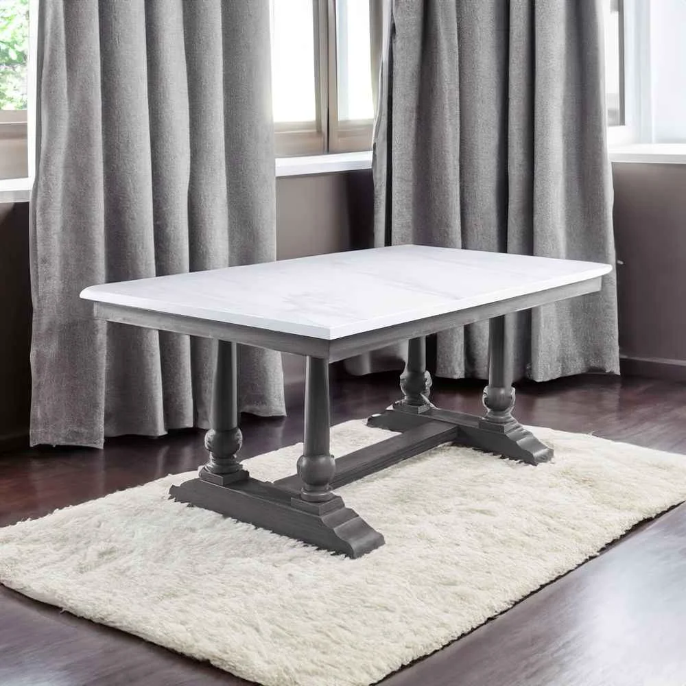 Enhanced Yabeina - Dining Table - Marble Top Top amp Gray Oak Trendy