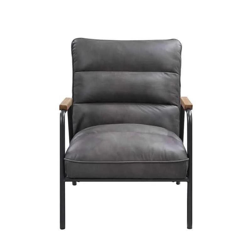Trusted Nignu - Accent Chair - Gray Top Grain Leather amp Matt Iron Easy-to-Use