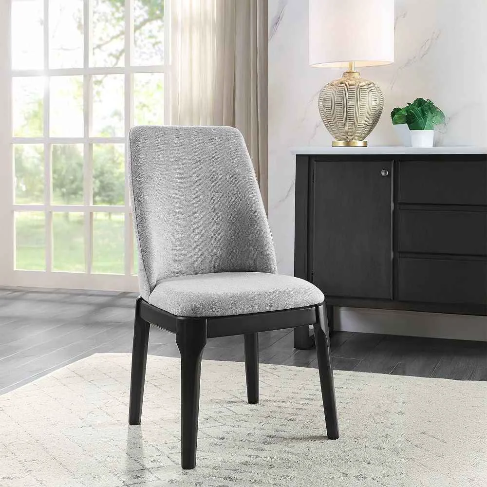 Next-Generation Madan - Side Chair Set of 2 - Light Gray Linen amp Gray Oak Solid