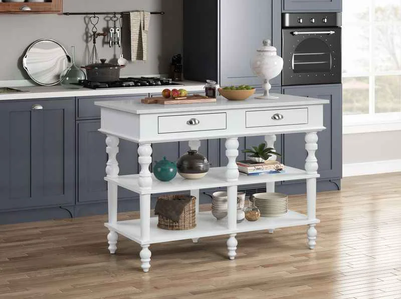 Green Rorratt - Kitchen Island - Marble Top amp White Versatile