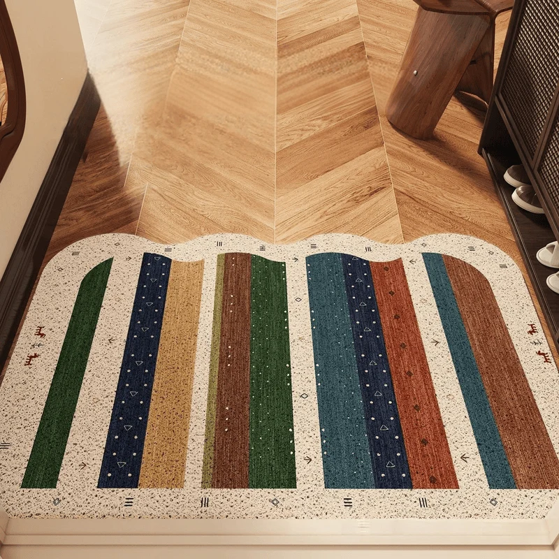 Superior Ownkoti Bohemian Wavy Edge Striped Door Rug Quality