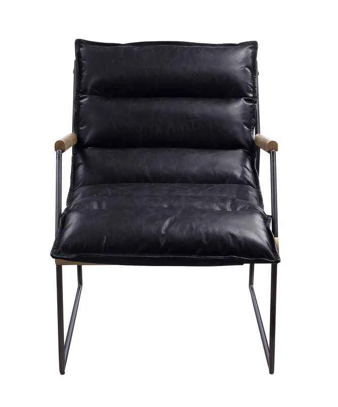 Green Luberzo - Accent Chair - Distress Espresso Top Grain Leather amp Matt Iron Sustainable