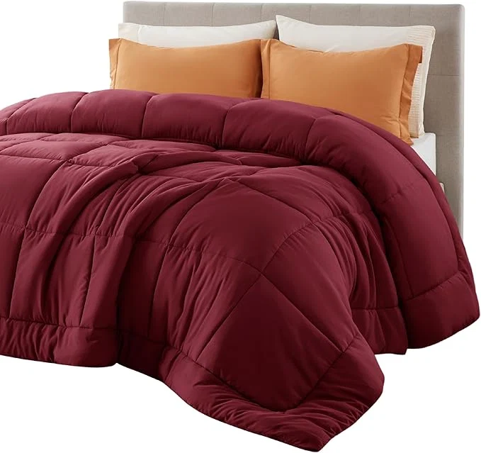 Modern Bedsure Comforter Duvet Insert - Quilted Comforters King Size All Season Duvet GentleSoft Down Bedding Blanket with 8 Tabs Gifts for Women Men Red King 90 x 102 Inches Original Design
