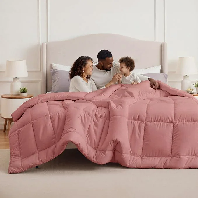 Authentic Bedsure Comforter Duvet Insert - Quilted Comforters Oversized King Size All Season Duvet GentleSoft Down Bedding with 8 Tabs Gifts for Women Dusty Pink Oversized King 116x98 Inches Premium
