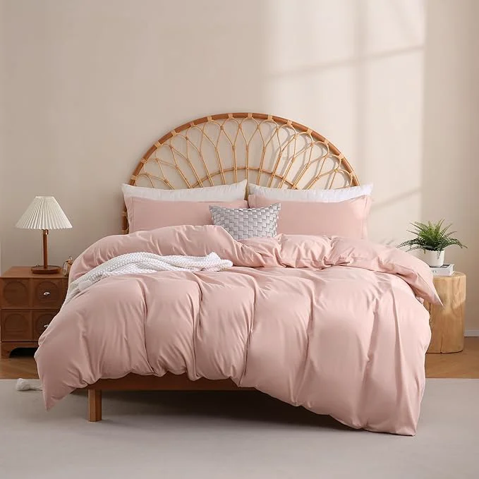 Classic JSD Dusty Pink Duvet Cover Set Full Size 3 Piece Duvet Cover with Pillow Shams Soft Brushed Microfiber Zipper Closure Comforter Not Included Exceptional