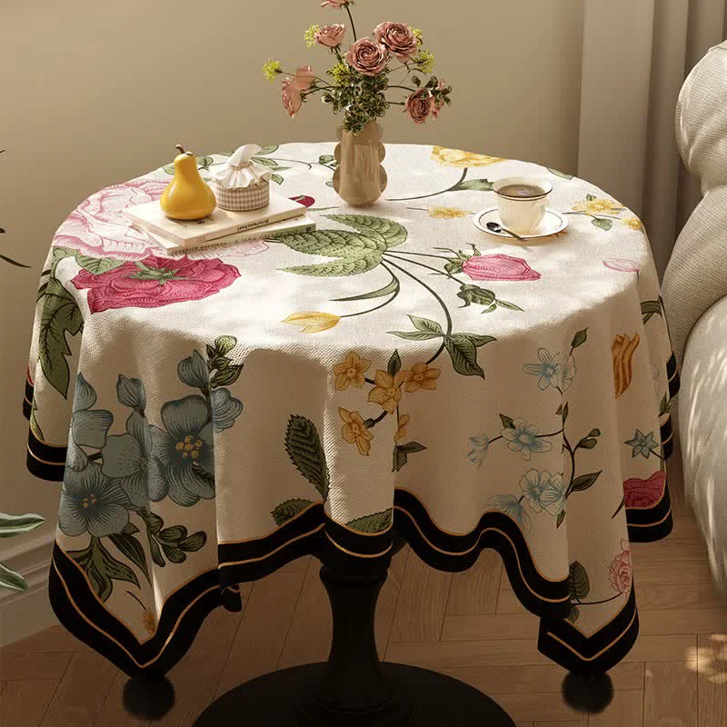 World-Class Ownkoti Botanical Garden Print Pom-Pom Tablecloth Long-Lasting