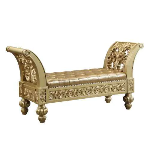Enhanced Seville - Bench - Gold Synthetic Leather amp Gold Responsible