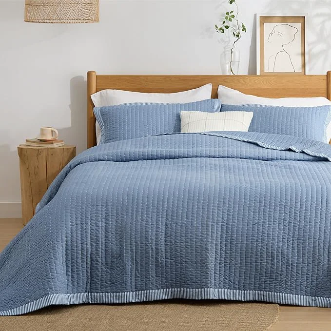 Casual Bedsure Blue Quilts Twin Size - Twin Quilt Bedding Set Bedspread Coverlet Lightweight Corduroy Pattern Bedspread 2-Piece Set with 68 quot x86 quot Coverlet amp 1 Pillow Sham All-Season Soft Microfiber Smart