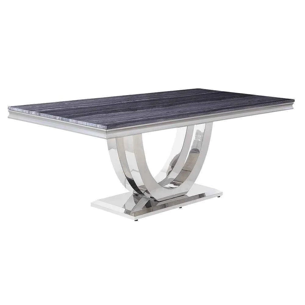 Healthy Cambrie - Dining Table With Engineered Stone Top - Engineered Stone Top amp Mirrored Silver Exclusive