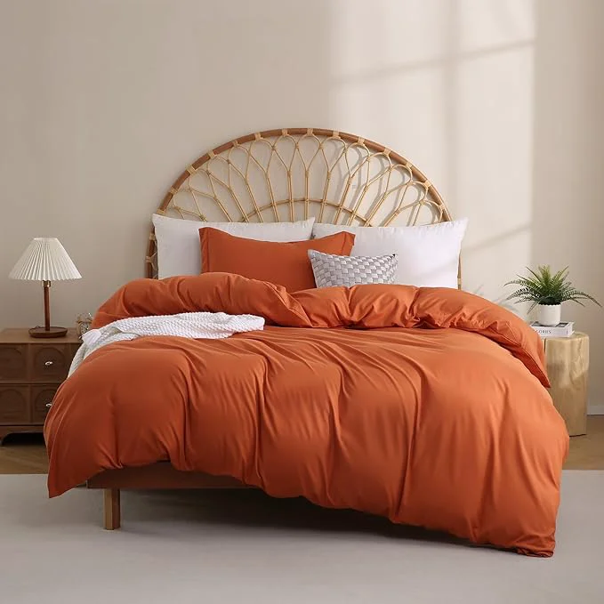 First-Class JSD Burnt Orange Duvet Cover Set Twin Size 2 Piece Microfiber Kids Duvet Cover with Pillow Sham Zipper Closure Comforter Not Included Healthy
