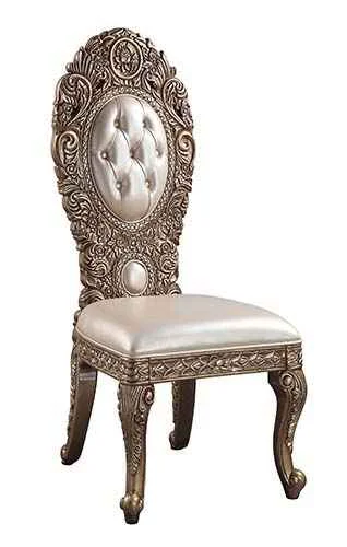 Certified Constantine - Side Chair Set of 2 - Synthetic Leather Brown amp Gold Flexible