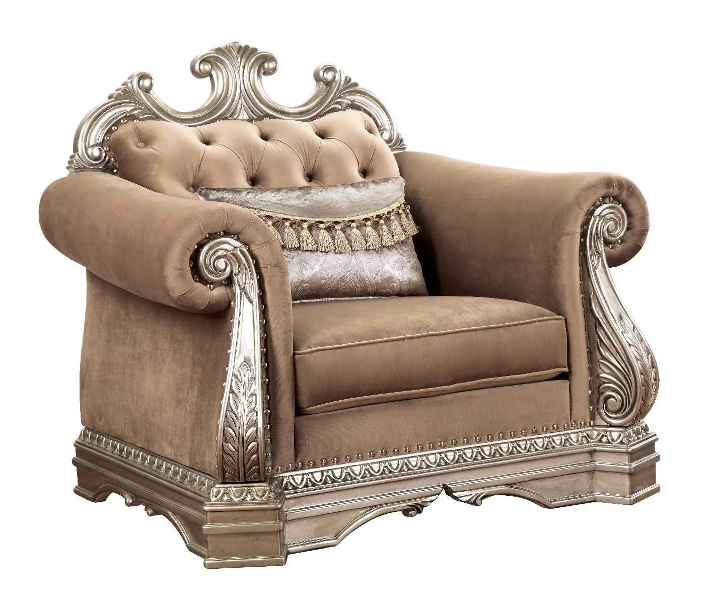 User-Friendly Northville - Chair With Pillow - Velvet amp Antique Silver Crafted
