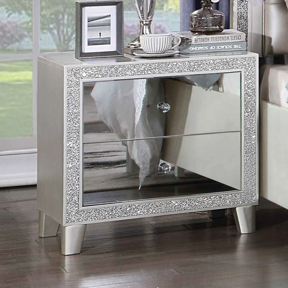 Responsible Sliverfluff - Nightstand - Mirrored amp Champagne Convenient