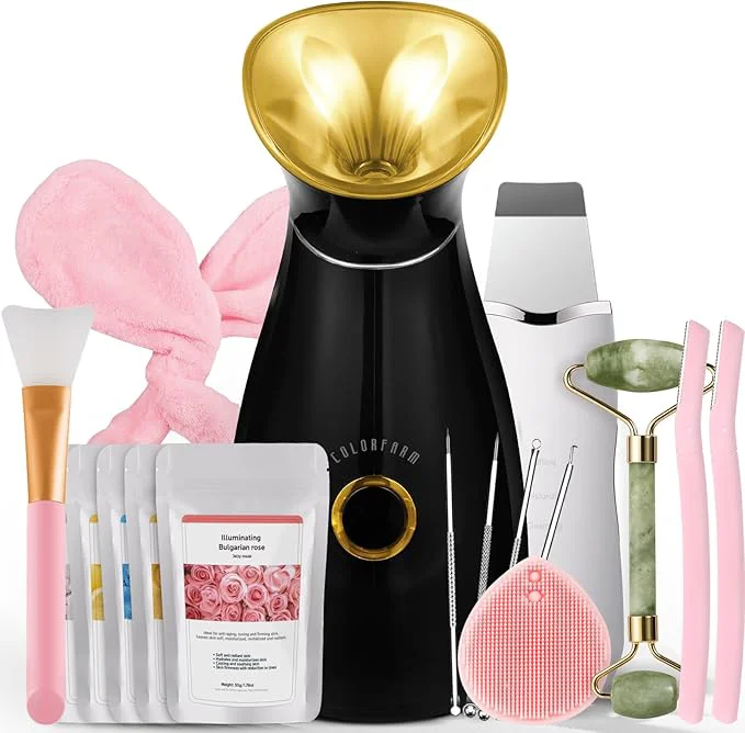 Verified Colorfarm Facial Steamer Nano Ionic Face Steamer Home Spa Kit Deep Cleaning Long-Lasting