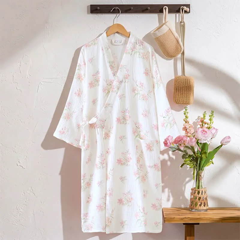 Classic Ownkoti Pink Floral Pure Cotton Kimono Robe Healthy