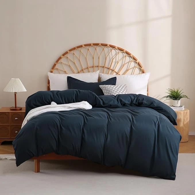 User-Friendly JSD Navy Blue Duvet Cover Set Twin Size 2 Piece Microfiber Kids Duvet Cover with Pillow Sham Zipper Closure Comforter Not Included Fashionable