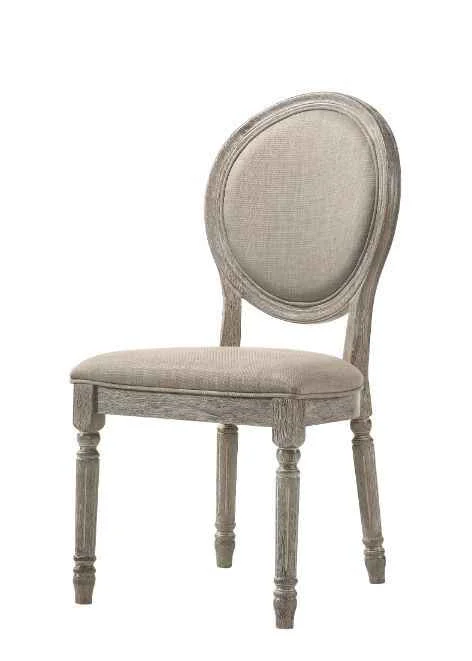 Natural Faustine - Side Chair Set of 2 - Tan Fabric amp Salvaged Light Oak Optimized