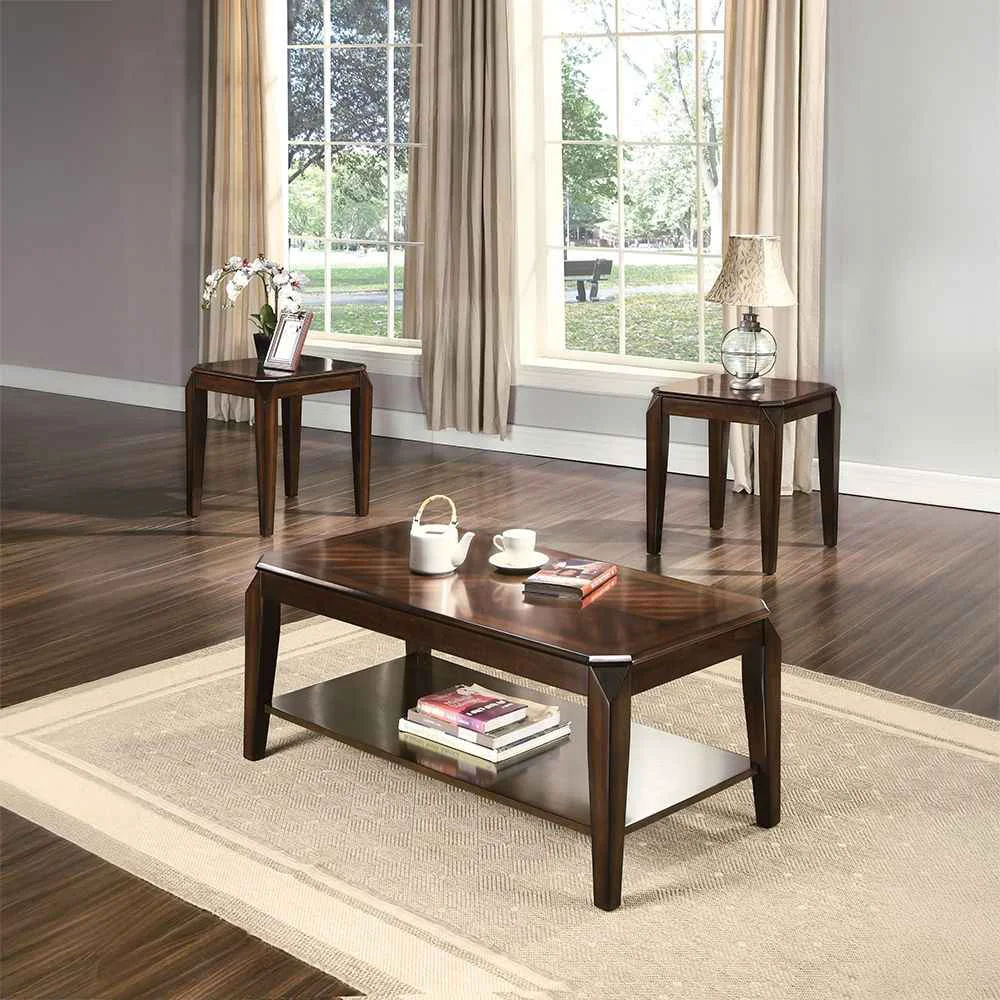 Luxury Docila - 3 Piece Coffee amp End Set - Walnut Long-Lasting