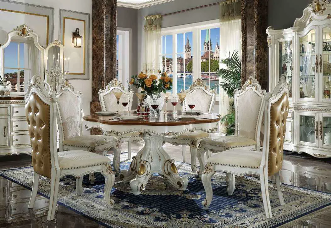 Premium Picardy - Dining Table - Antique Pearl amp Cherry Oak High-Grade