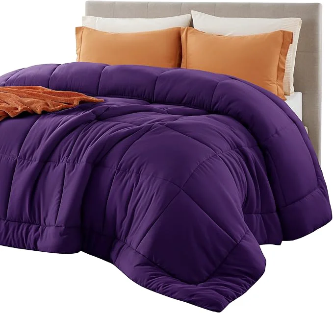 Relaxed Bedsure Comforter Duvet Insert - Quilted Comforters Queen Size All Season Duvet GentleSoft Down Bedding Blanket with 8 Tabs Gifts for Women Men Purple Queen 88 x 88 Inches Contemporary