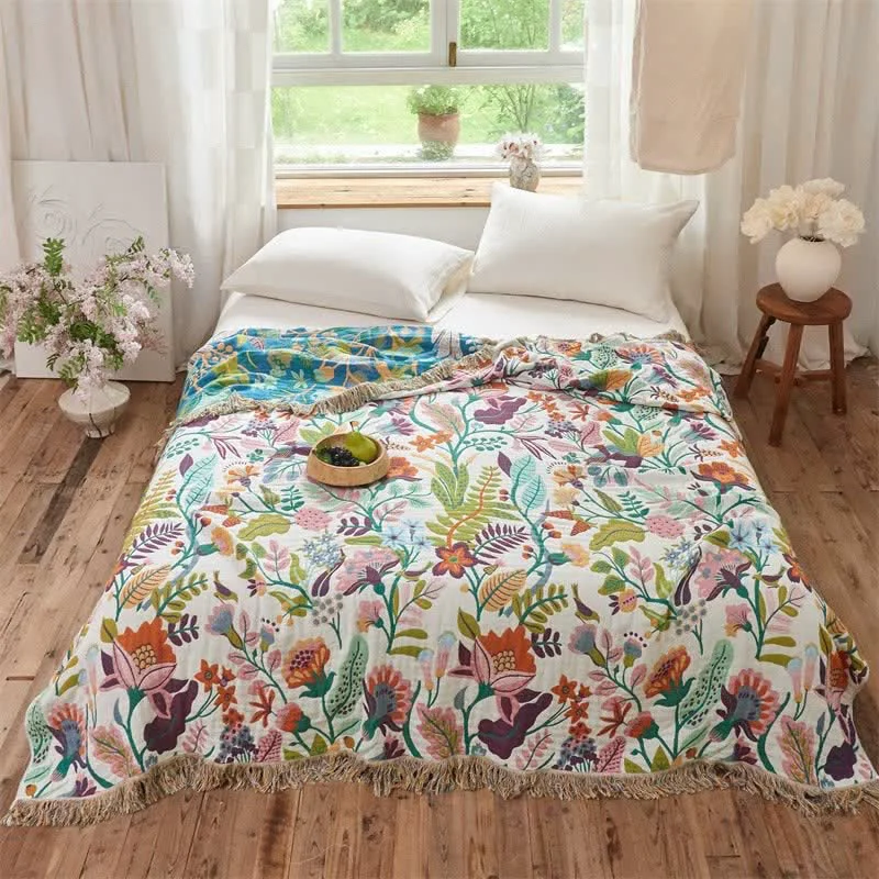 World-Class Ownkoti Botanical Garden Cotton Gauze Quilt Blanket Dependable