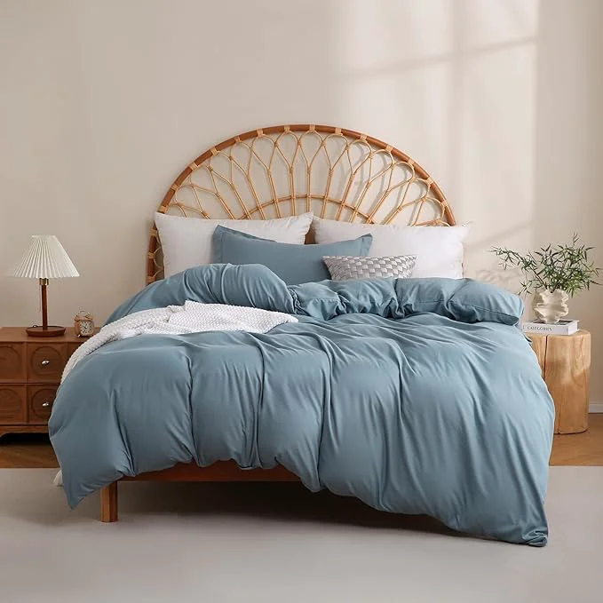 Specialty JSD Dusty Blue Duvet Cover Set Twin Size 2 Piece Microfiber Kids Duvet Cover with Pillow Sham Zipper Closure Comforter Not Included Solid