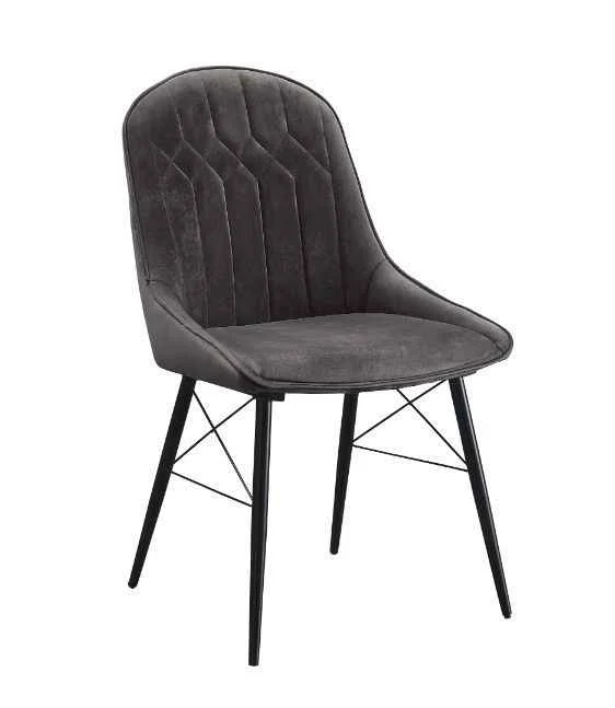 Solid Abraham - Side Chair Set of 2 - Dark Gray Fabric amp Black Relaxed