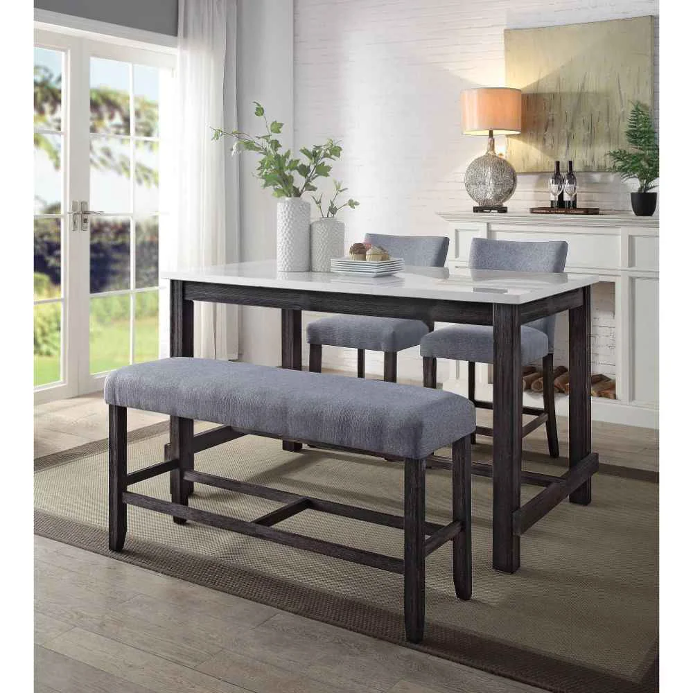 Recyclable Yelena - Counter Height Bench - Fabric amp Weathered Espresso Lightweight