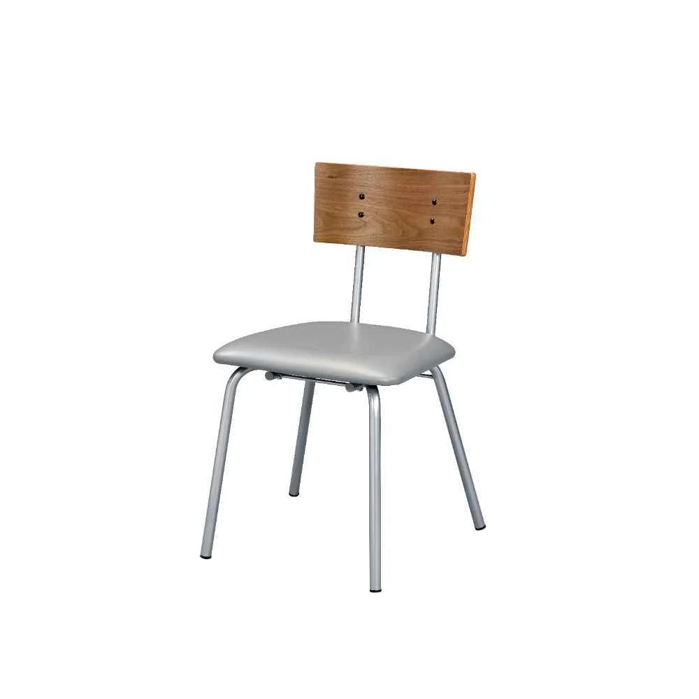 Comfortable Jurgen - Side Chair Set of 2 - Gray Synthetic Leather Oak amp Silver Smooth