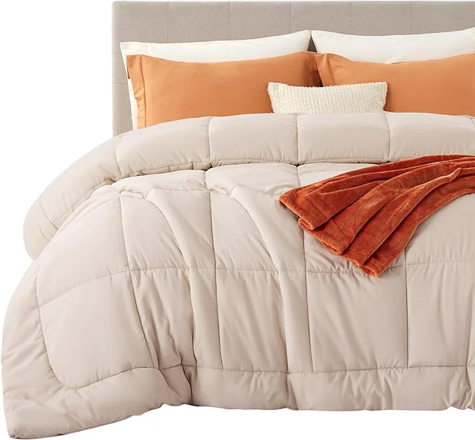 Premium Material Bedsure Comforter Duvet Insert - Quilted Comforters Cal King Size All Season Duvet GentleSoft Down Bedding with 8 Tabs Gifts for Women Men Beige California King 96 X 102 Inches High-End