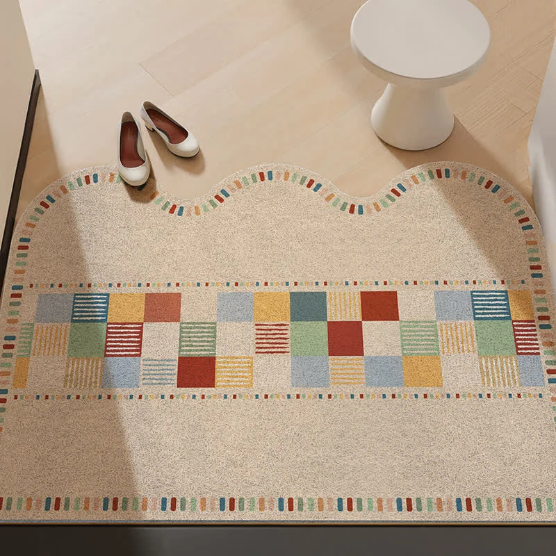 Excellent Ownkoti Retro Colorblock Wave Edge Rug Original Design