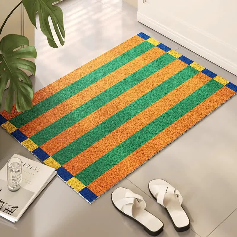 Long-Lasting Ownkoti Modern Striped Decorative Entryway Rug Detailed